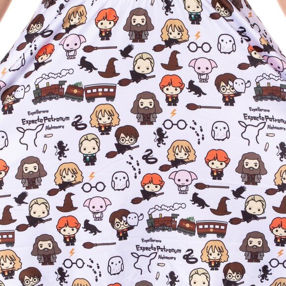 Harry Potter Women's Chibi Print Sleeveless A-line Skater Dress for Casual Wear - Picture 3 of 6